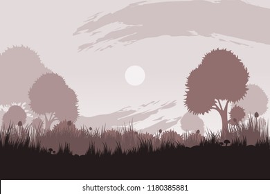 Forest scenery silhouette