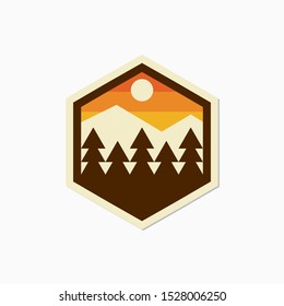 forest scenery sticker symbol emblem style vector illustration design. eps10