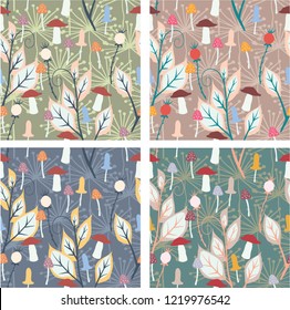 forest seamless pattern 4 colours