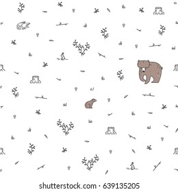 Forest seamless pattern with animals.