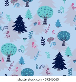 forest seamless pattern in cool colors
