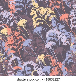 Forest seamless pattern of herbs.