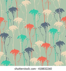 Forest seamless pattern of herbs.