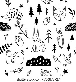 Vector Set Cute Animals Fox Bear Stock Vector (Royalty Free) 1008150301