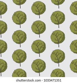 Forest seamless pattern with various type of the trees.