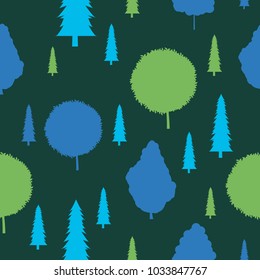 Forest seamless pattern with various type of the trees.
