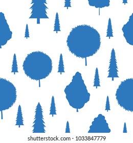 Forest seamless pattern with various type of the trees.