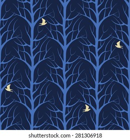 Forest seamless pattern. Vector design background.