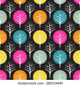 Forest seamless pattern. Vector design background.