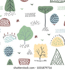 Forest seamless pattern. Vector illustration.
