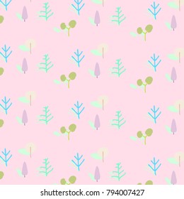 Forest Seamless Pattern . Vector Illustration of Hand Drawn of Various Tree . For Background ,Cover ,Wallpaper ,Novel ,Poster ,Comic ,Kid Magazine , Banner etc.