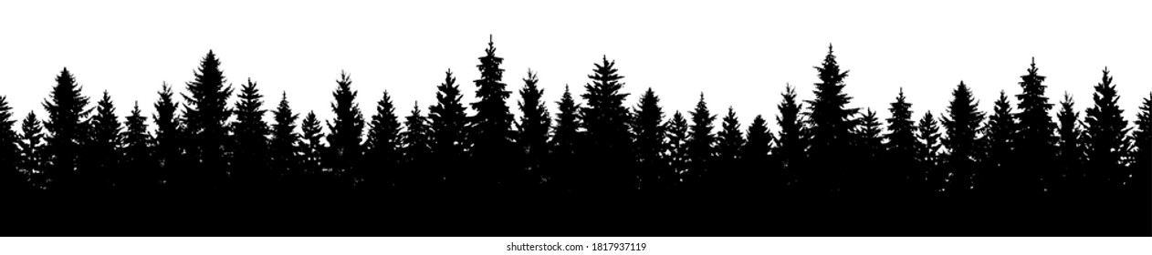 Forest seamless silhouette background. Pine tree. Fir trees landscape. Christmas fir trees silhouette - stock vector.