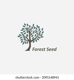 diseño de logotipo de ilustración de semilla de bosque