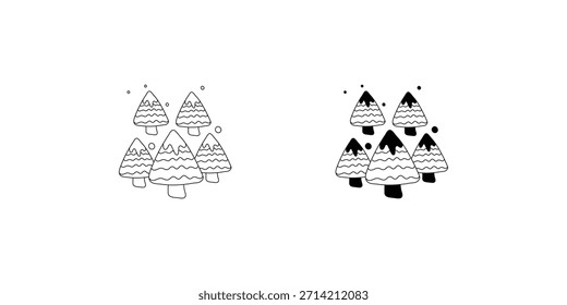 Icono de conjunto de bosque con fondo blanco Vector Ilustración de stock