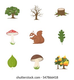 Forest set icons in cartoon style. Big collection of forest vector symbol stock illustration