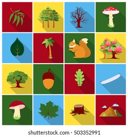 Forest set icons in flat style. Big collection forest vector symbol stock illustration