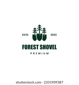 diseño del logotipo de la pala de bosque en fondo aislado