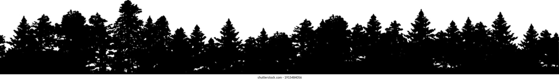 Forest Silhouette - Border, Vector EPS 10 Illustration. 