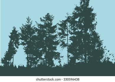 forest silhouette. detailed vector illustration