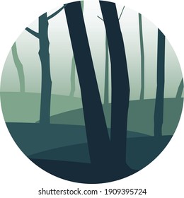 círculo de iconos del logotipo de la silueta forestal 