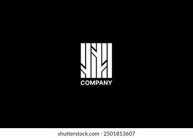 Forest silhouette logo in square shape, natural, adventure, and outdoor