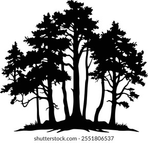 Forest, forest silhouette -  Long tree line forest, tress silhouette