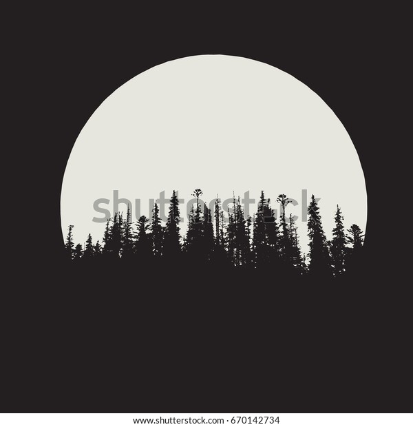満月の背景に森のシルエット ベクターイラスト のベクター画像素材 ロイヤリティフリー