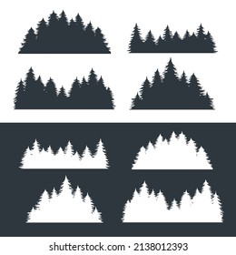 Conjunto de siluetas forestales para la naturaleza del emblema y logotipo