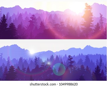 Forest silhouette, vector illustration.