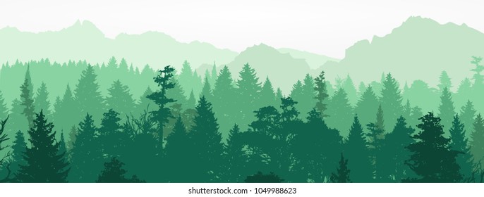 Forest silhouette, vector illustration.