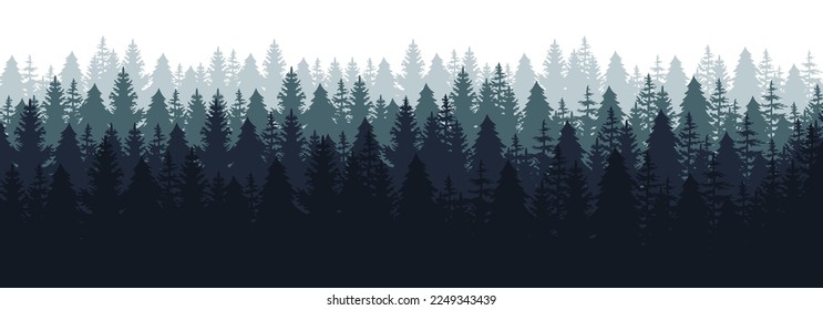 Forest silhouette, vector illustration. Forest landscape. Forest background, nature, landscape. Seamless forest landscape.