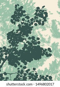 Forest silhouettes of branches and foliage. Vector Illustration
