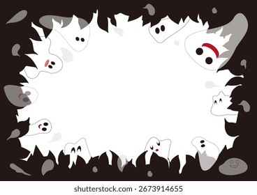 Forest silhouettes and cute white ghosts