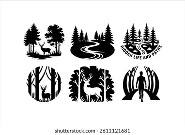 Forest Silhouettes: Nature and Adventure Vector Art