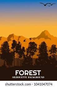 Forest silhouettes vector background, Natural vector illustration.