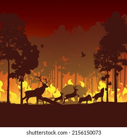Forest silhouettes vector background, Natural vector illustration.
