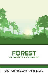 Forest silhouettes vector background, Natural vector illustration.