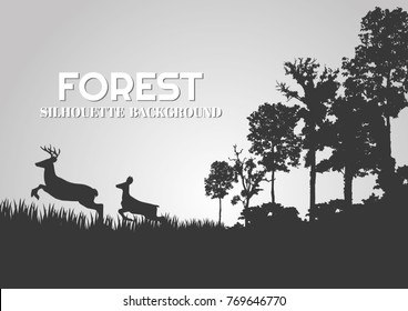 Forest silhouettes vector background, Natural vector illustration.