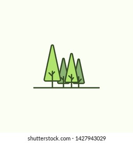 forest with simple color element icon