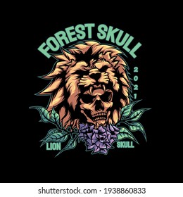 forest skull for t-shirt design