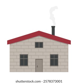 Forest small house with chimney cartoon illustration