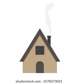 Forest small house with chimney cartoon illustration