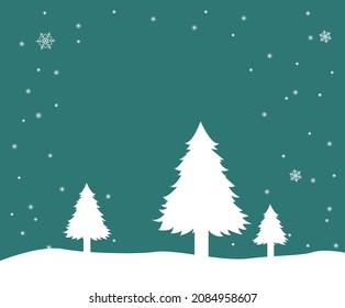 It's a forest with a lot of snow in winter illustration set. postcard, diary, background, nature, letter. Vector drawing. Hand drawn style.