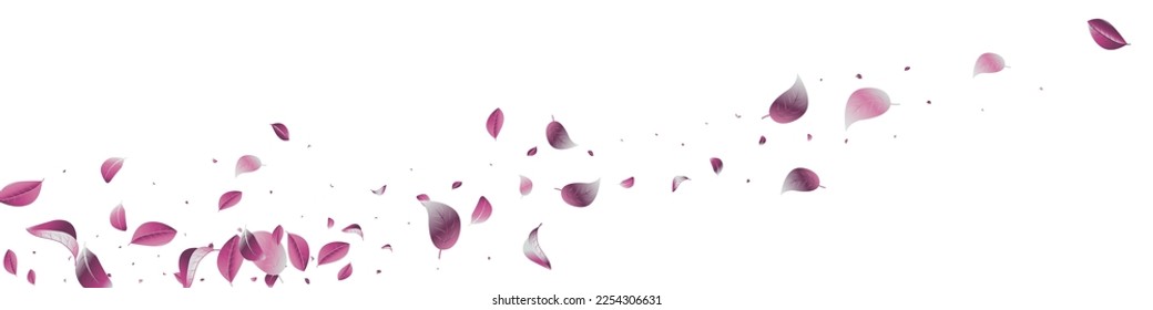 Forest Solar Tea Vector White Panoramic Background Concept. Nature Foliage Backdrop. Violaceous Leaf Tree Pattern. Leaves Swirl Border.