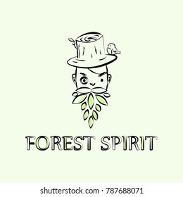 Forest spirit dwarf old bearded man illustration