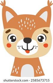 Forest squirrel animal isolated, cute wild animal, kids illustration, cartoon vector