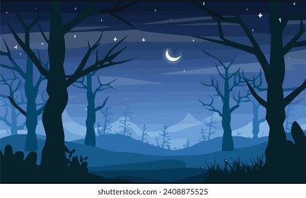 Wald und Sternenhimmel in der Nacht