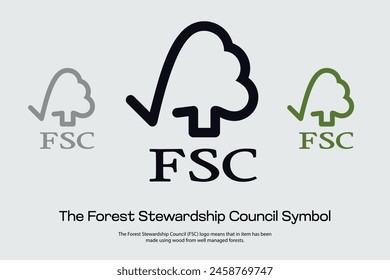 El logo del Consejo de Administración Forestal (FSC) significa que en este artículo se ha hecho usando madera de bosques bien manejados. Para que los diseñadores lo usen en el embalaje