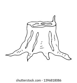 Forest stump. Hand drawn.Vector illustration.