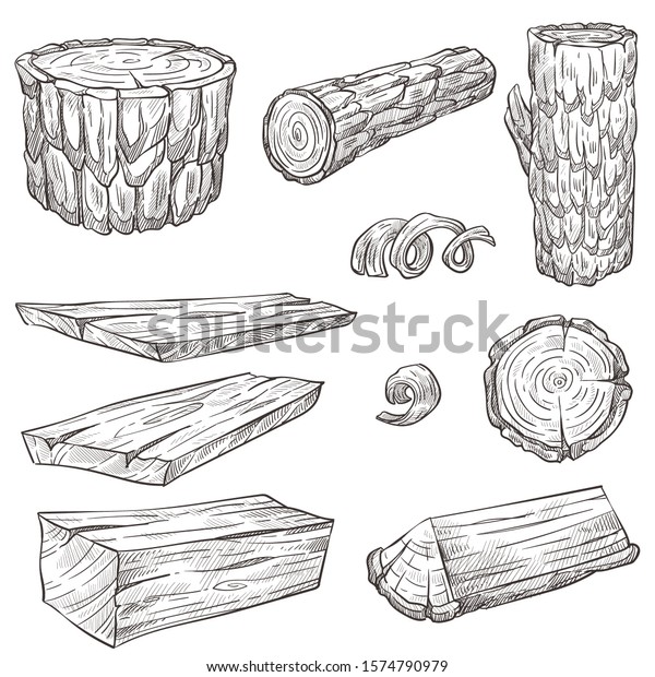 Forest Stump Log Wood Wooden Natural Stock Vector (Royalty Free) 1574790979